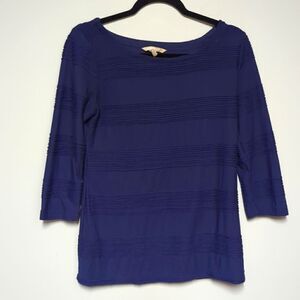 Banana Republic Blue Boat Neck Three Quarter Length Sleeves